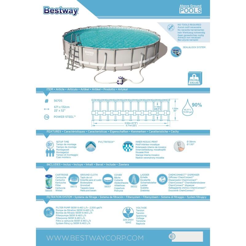 Bestway Piscine tubulaire - Ronde - Power Steel - 671 x 132 cm 2/6