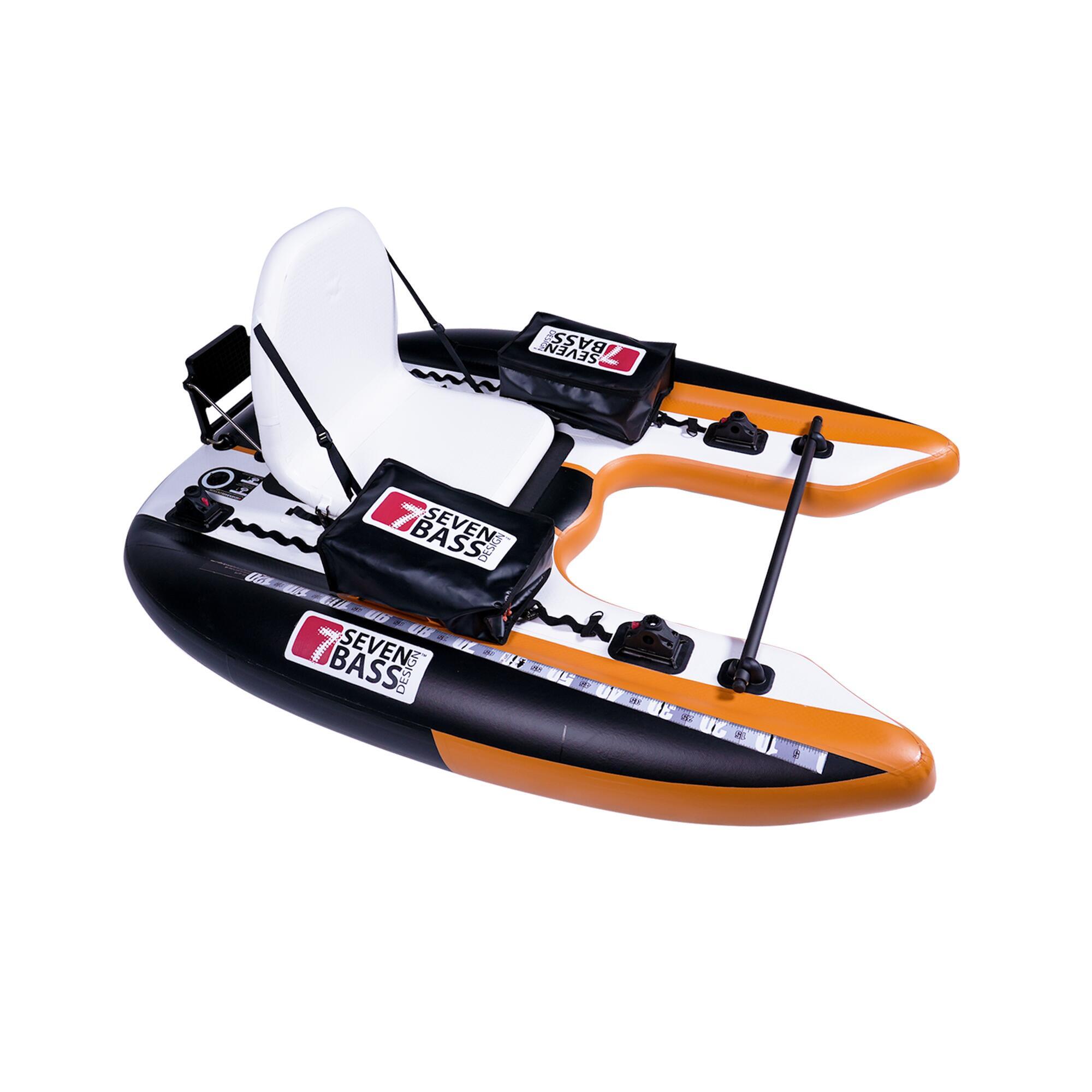 Seven Bass - Float Tube Seven Bass Flatform - Black Orange - Float Tube - Blanc|noir|orange - 200 Cm - Decathlon