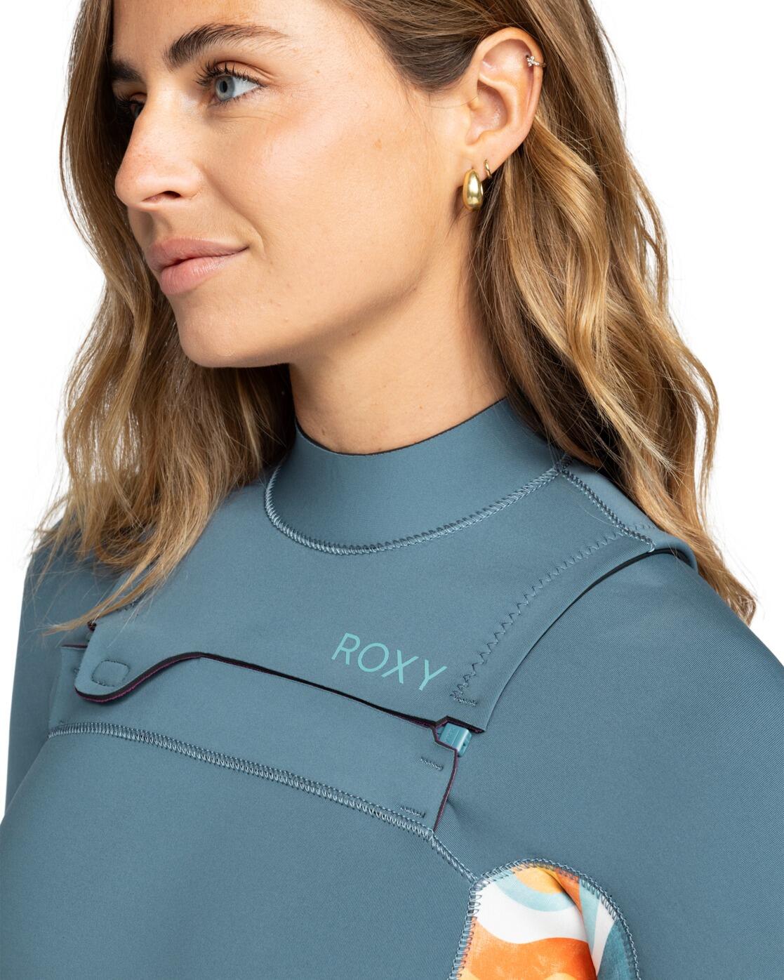 Chest-Zip-Neoprenanzug 3/2MM SWELL SERIES Blau Frauen 4/4