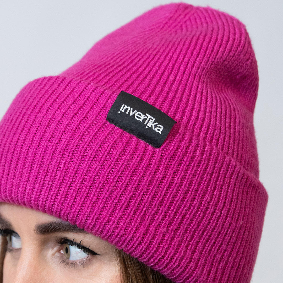 Cappello poliestere riciclato tessuto maglia costine uso quotidiano Fucsia 2/4