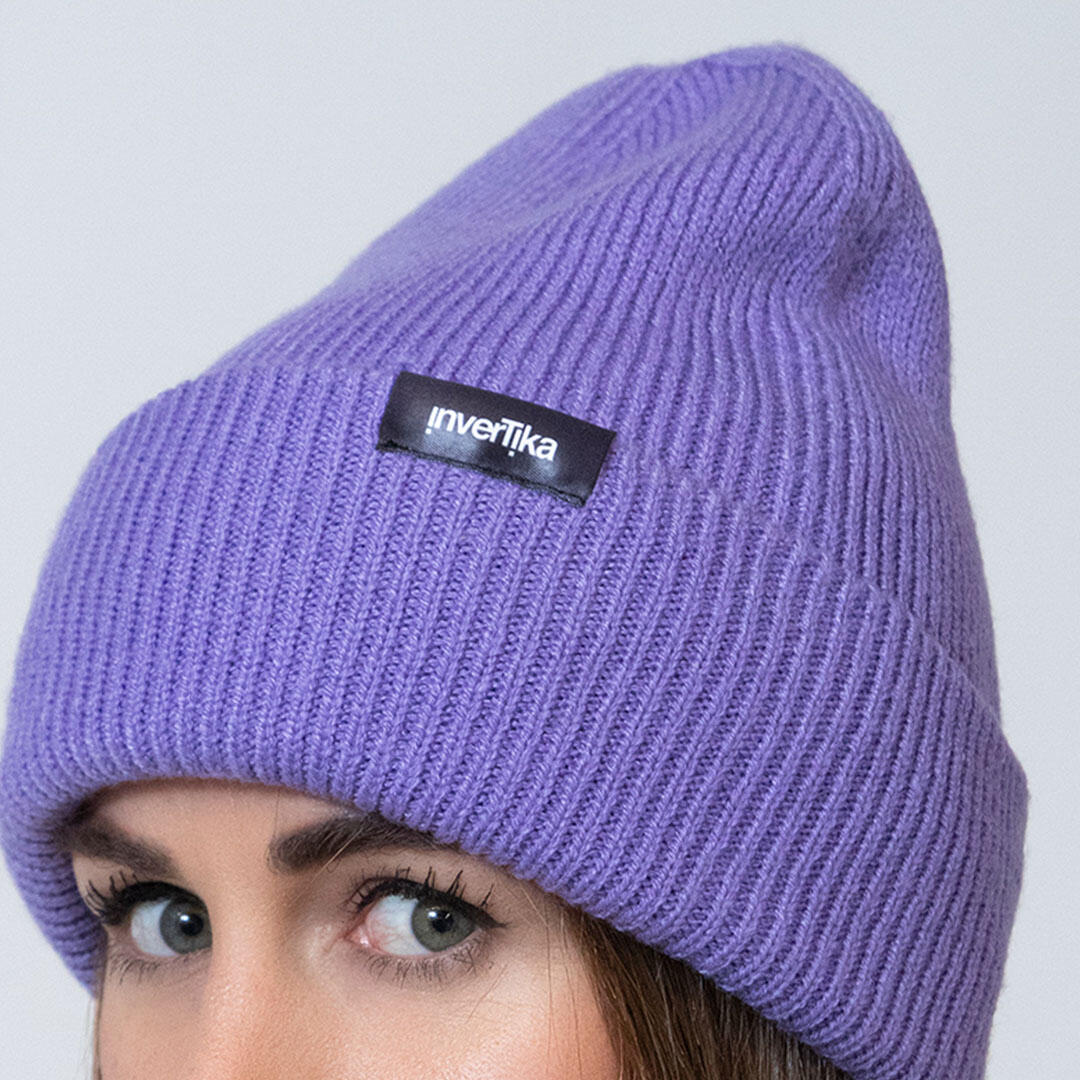 Cappello poliestere riciclato tessuto maglia costine uso quotidiano Lilla 2/4