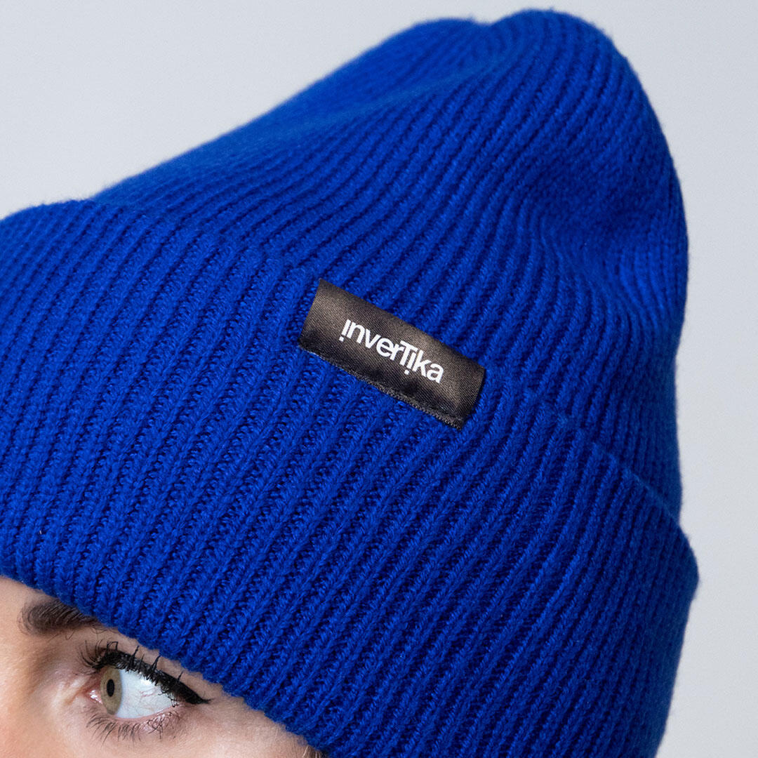 Cappello poliestere riciclato tessuto maglia costine uso quotidiano Blu 2/4