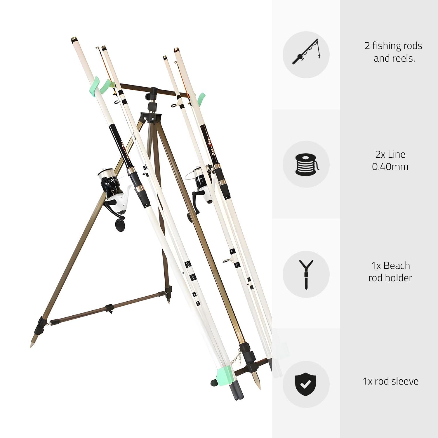 Beach Pro DeLuxe - 390cm - 2 cannes - 2 moulinets - Set surfcasting 7/7