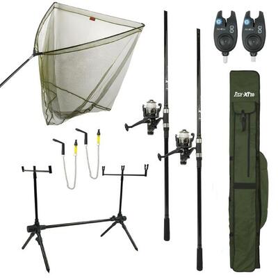 Fish-xpro karper set deluxe 2-rod - visset - karperhengelset - beetmelders