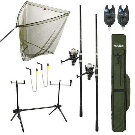 Set carpe Deluxe 2 cannes - Set de pêche - Set carpe - Détecteurs