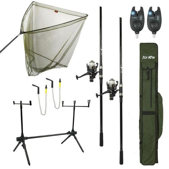 Set carpe Deluxe 2 cannes - Set de pêche - Set carpe - Détecteurs