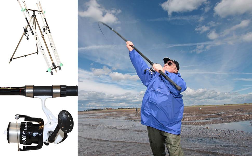 Beach Pro DeLuxe - 390cm - 2 cannes - 2 moulinets - Set surfcasting 6/7