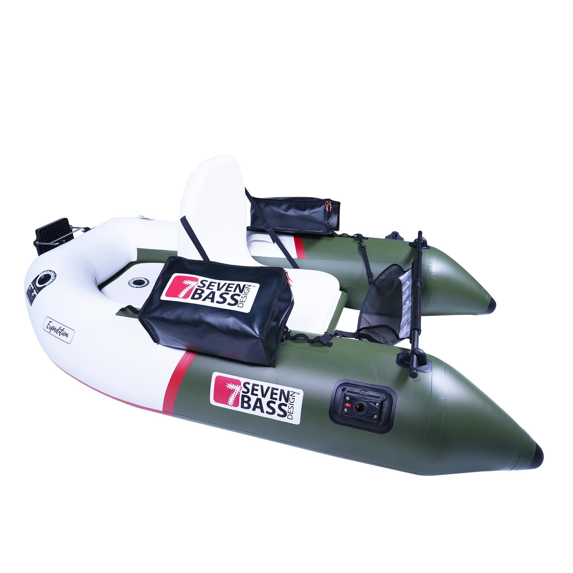 Seven Bass - Float Tube Seven Bass Expedition - Kaki Red White - Float Tube - Blanc|rouge|vert - 210 Cm - Decathlon