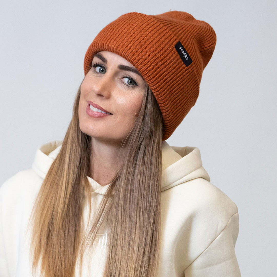 Cappello poliestere riciclato tessuto maglia costine uso quotidiano Mattone 3/4