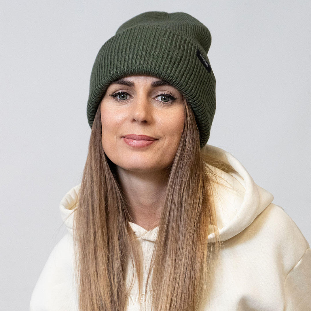 Cappello poliestere riciclato tessuto maglia costine uso quotidiano Bosco 3/4