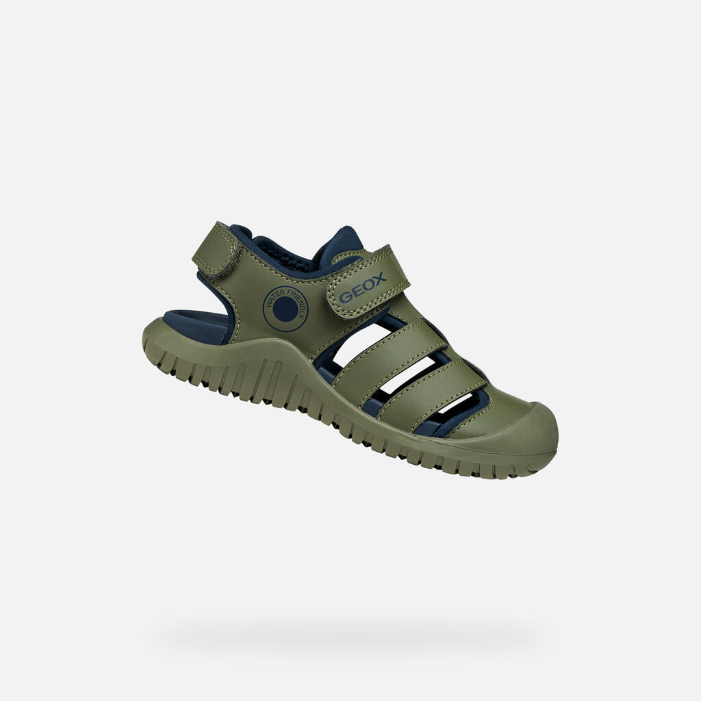 Geox - Sandales Garçon S. Fusbetto Pro   Boy Vert Sauge/bleu Marine - Sandales - Bleu|vert - Decathlon
