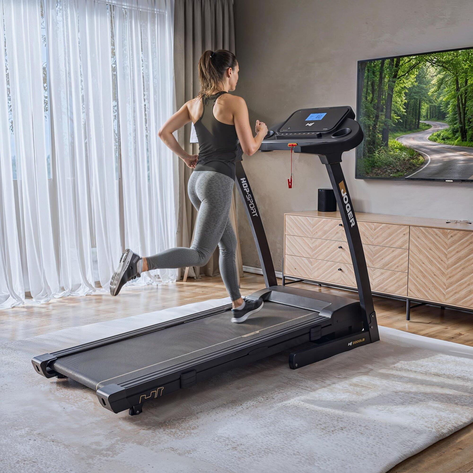 Tapis de course pliable 1-16 km/h HS-2000LB Joger, connecté Bluetooth et App 6/7