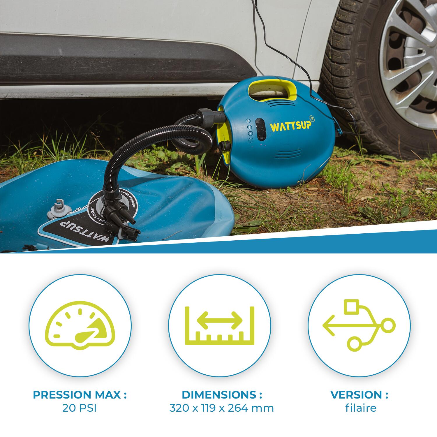 Bomba de inflado eléctrica Swift WattSUP SUP/Kayak/Annex 4/7