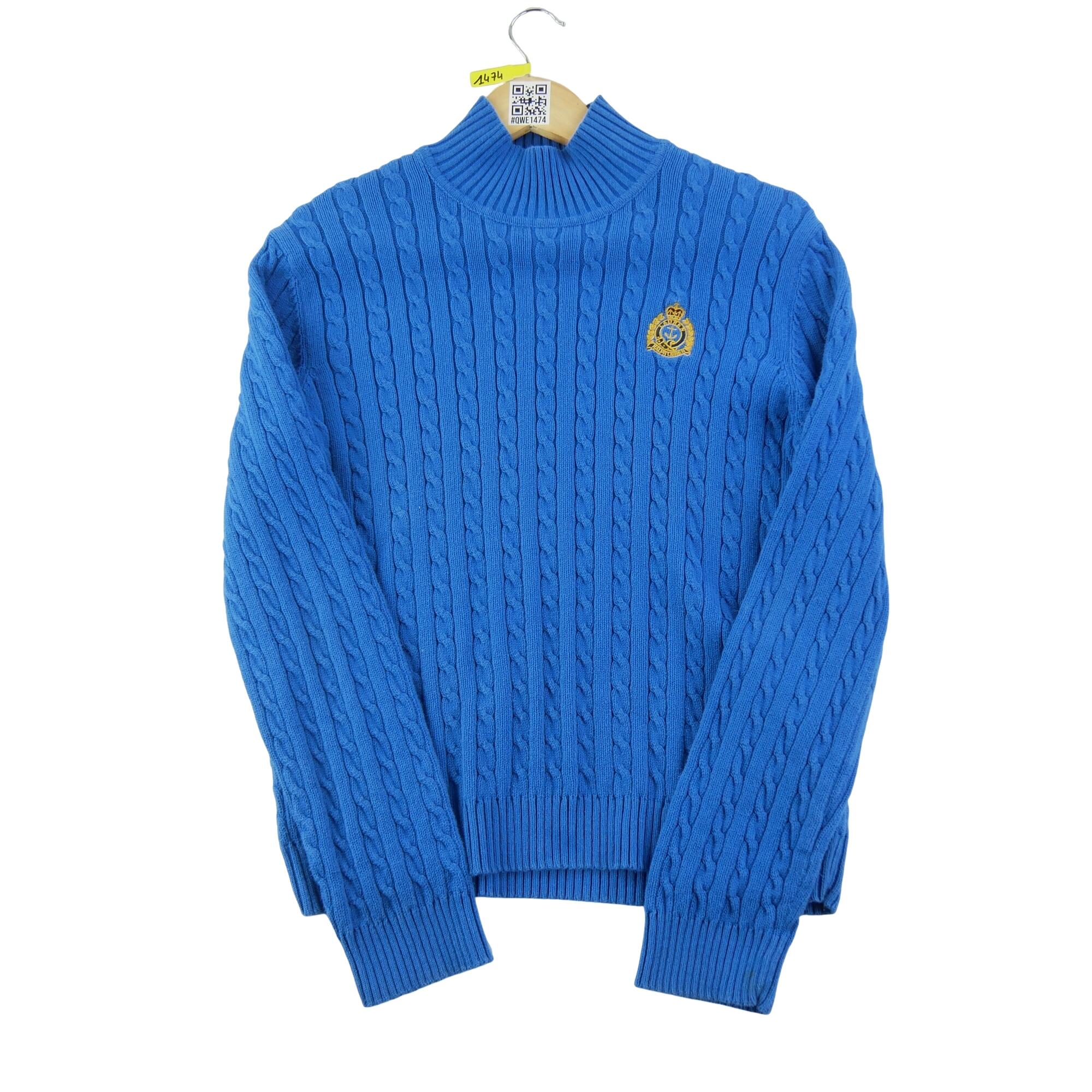 RALPH LAUREN Reconditionné - Pull Femme maille torsadée Bleu - Bon État