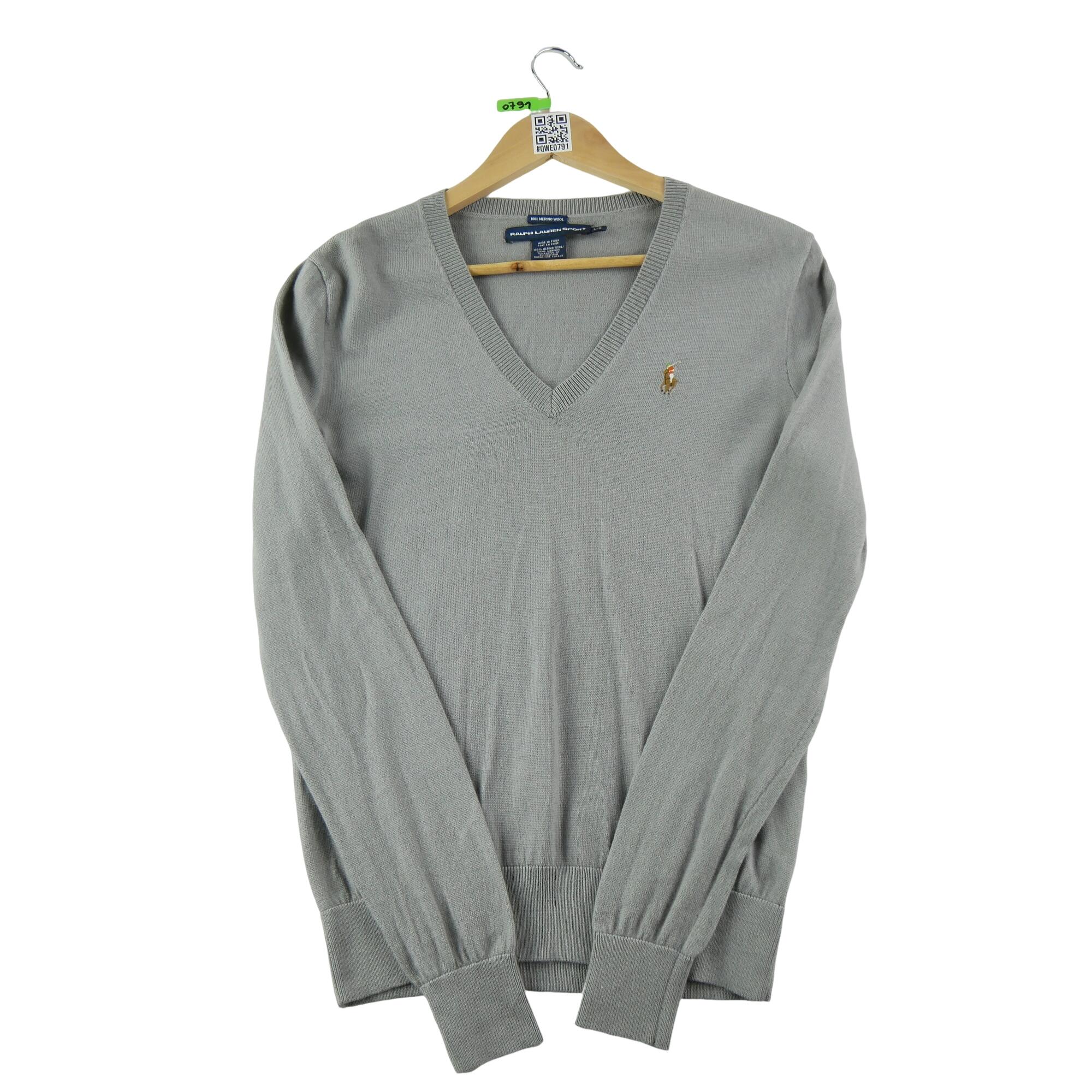 RALPH LAUREN Reconditionné - Pull Femme col V Gris - Très Bon État