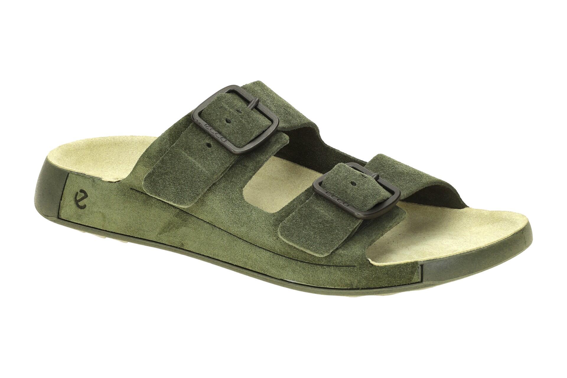 Ecco Cozmo Herren Pantolette grün olive Schnalle 500984 1/7