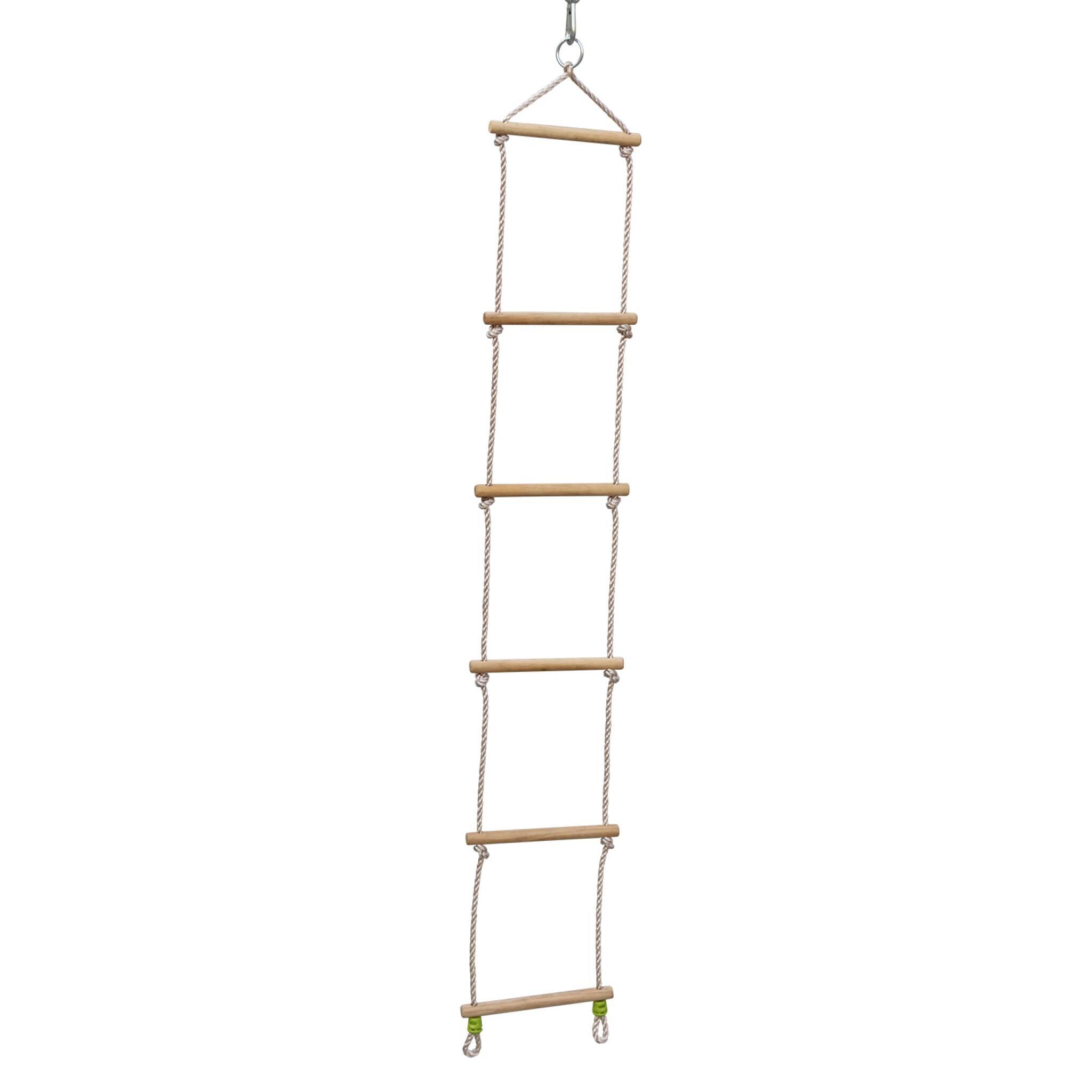 Holzspielgerüst mit 2 Schaukeln und Kletterseil aus Kiefernholz grün Mistral 3/5