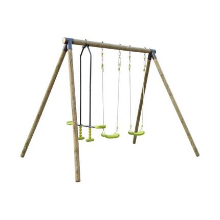 Aire de jeux bois de pin avec 1 face à face et 2 balançoires | sweeek