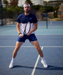 T-shirt de Tennis/Padel Performance Homme Blanche/Bleu Marine