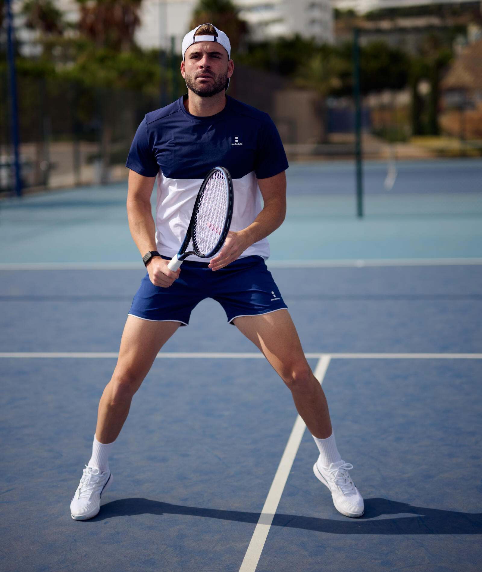 NORDICDOTS Men's Performance Tee Tennis/Padel White/Navy