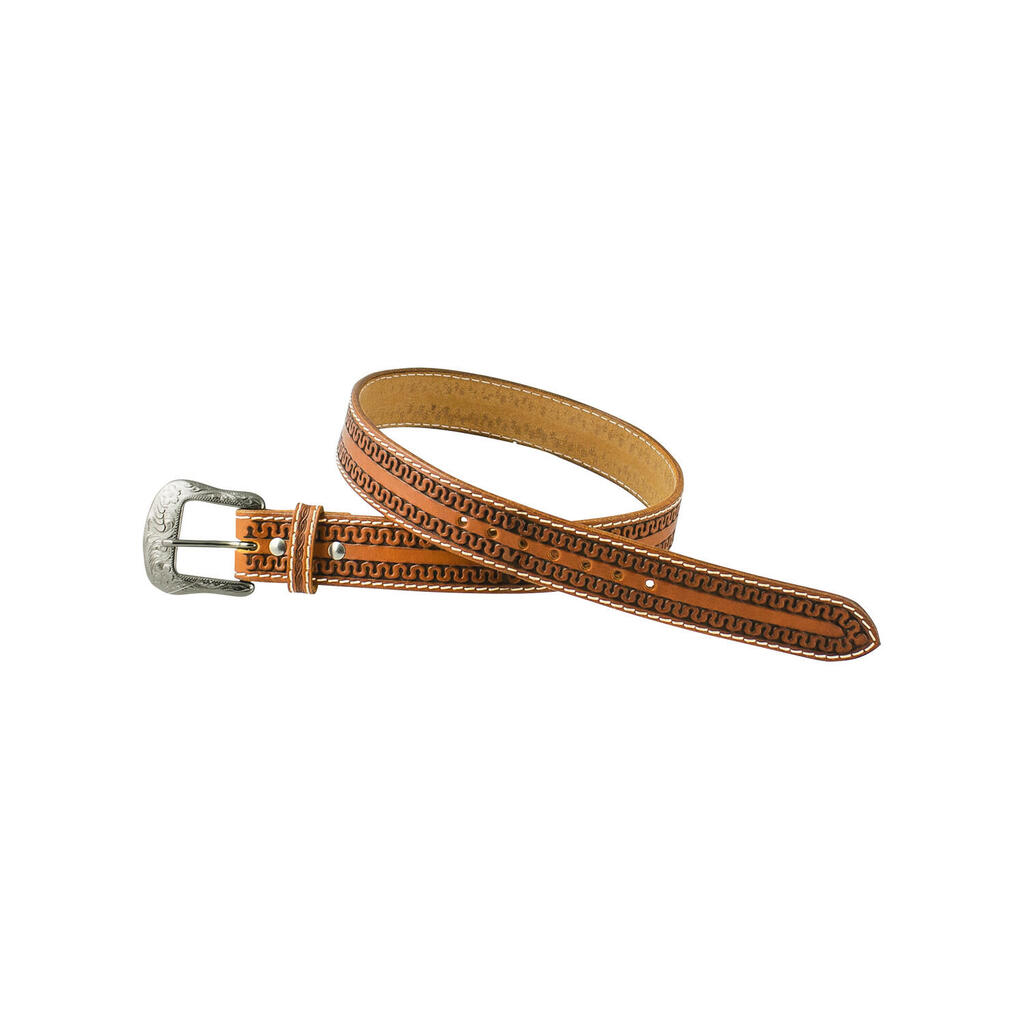 Western leather belt with snake tooling