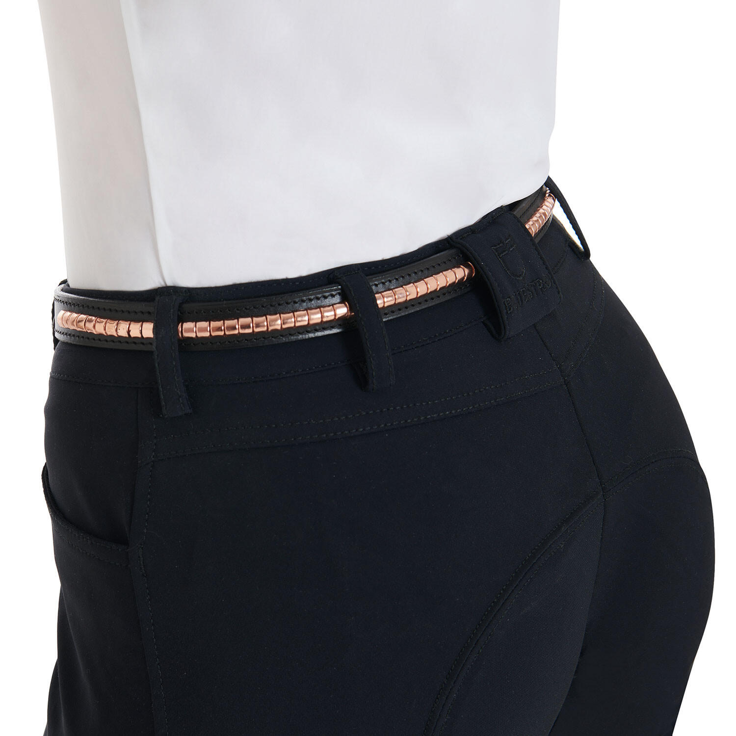 Cinto de equitação em couro com clincher rose gold 7/7