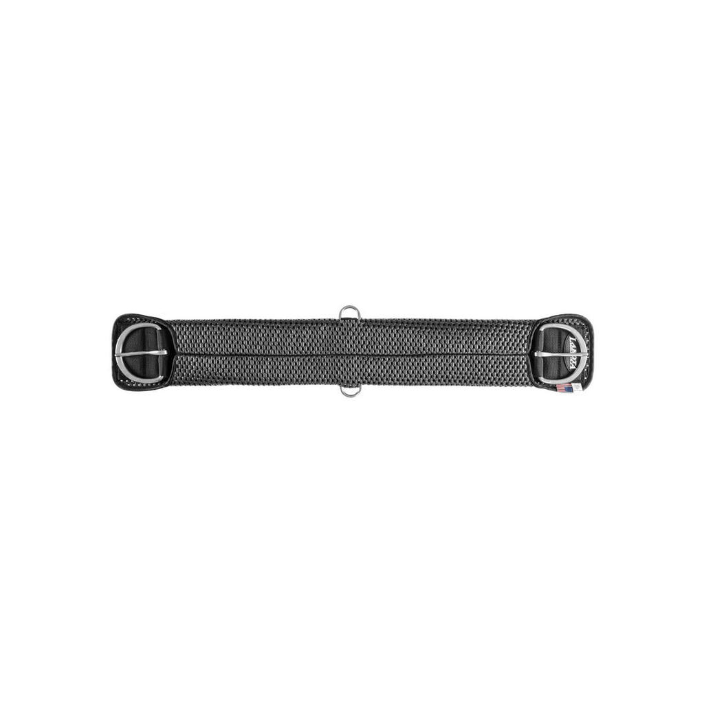 Perforated neoprene girth con stainless steel buckles