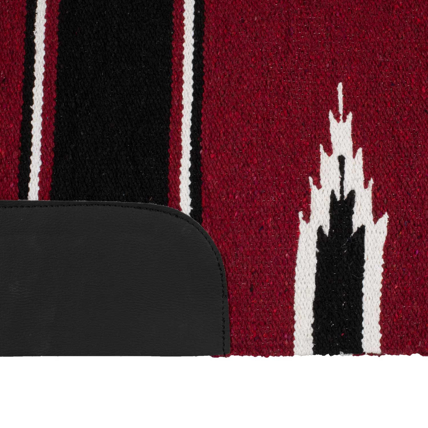 Tapete de tecido navajo com inserções em couro 3/4