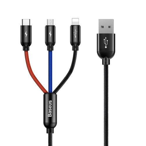 BASEUS Kabel Baseus 3 v 1 USB-A - micro USB/Lightning/USB-C