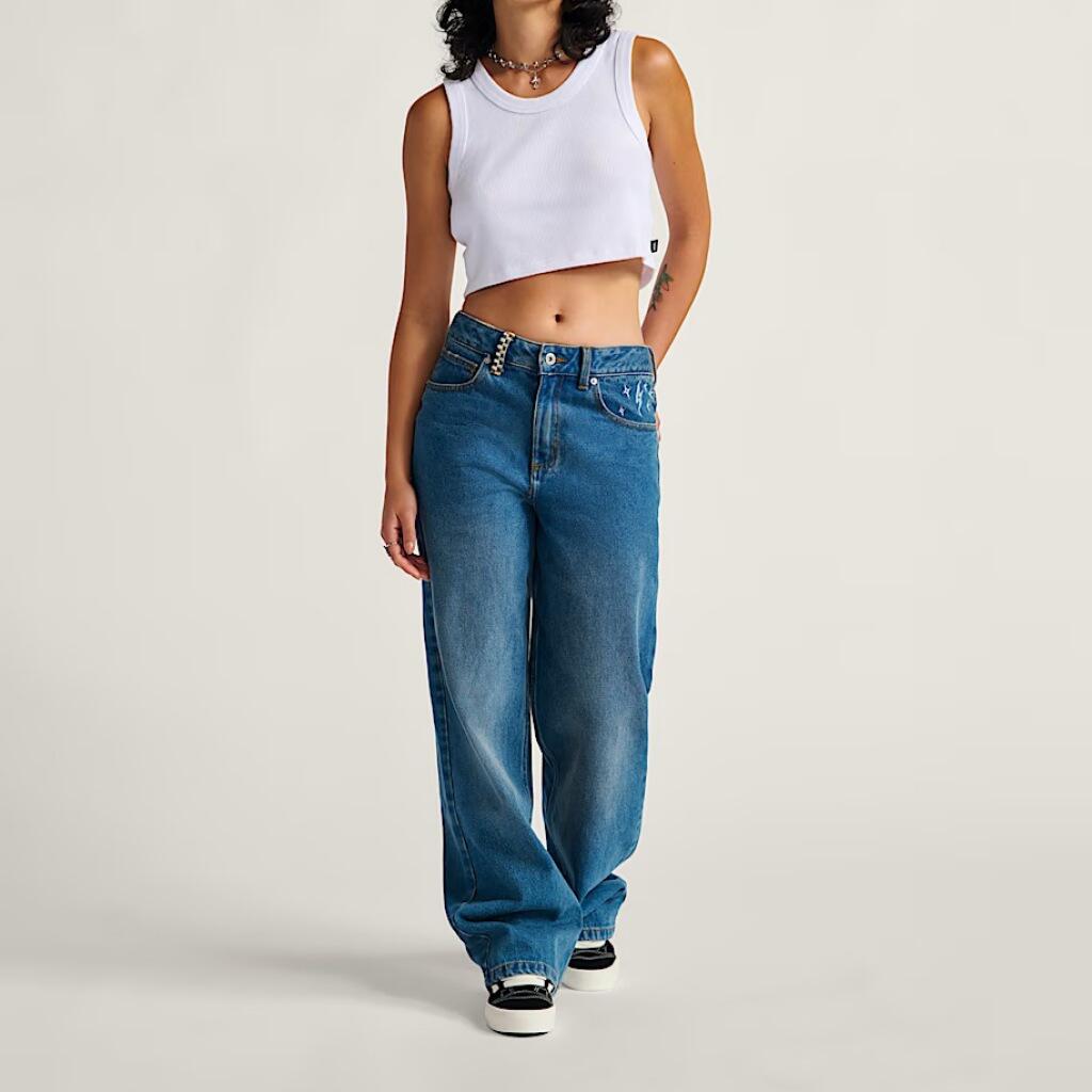 Pantalons Vans Modèle Sirelle Embroidered Pa Couleur Bleu 4/5