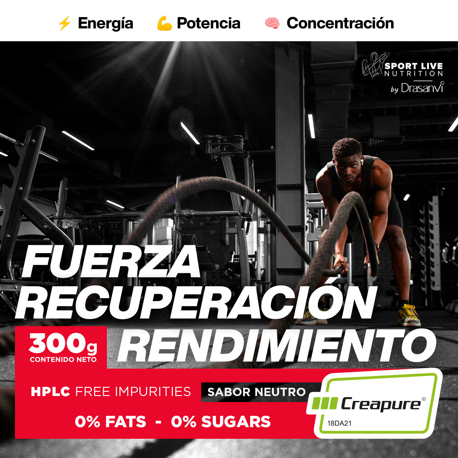 Creatina Creapure® 300 g Sport Live Drasanvi 6/6