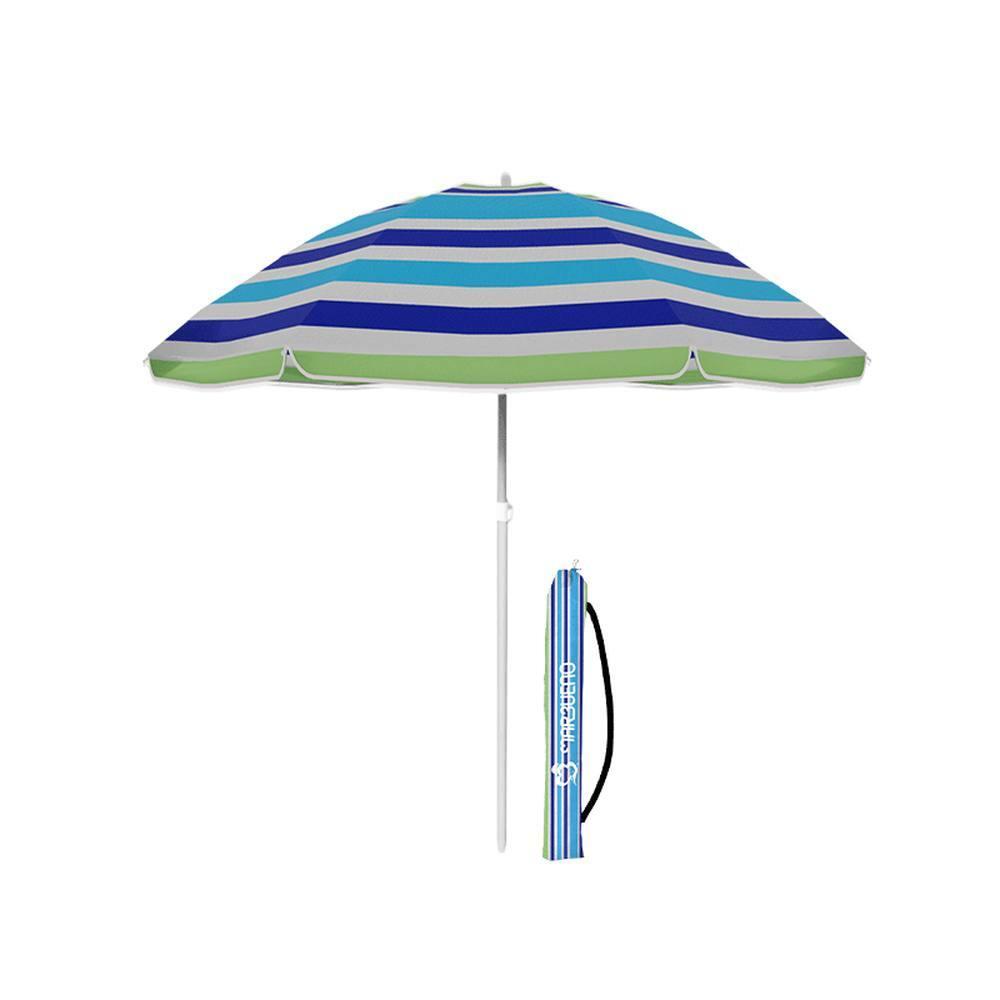 Sombrilla de Playa 180 cm Nylon Acero Rayas Azules y Verdes 2/2