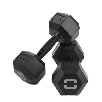 Manubrio esagonale total black [1-50kg] dumbbell Palestra professionale