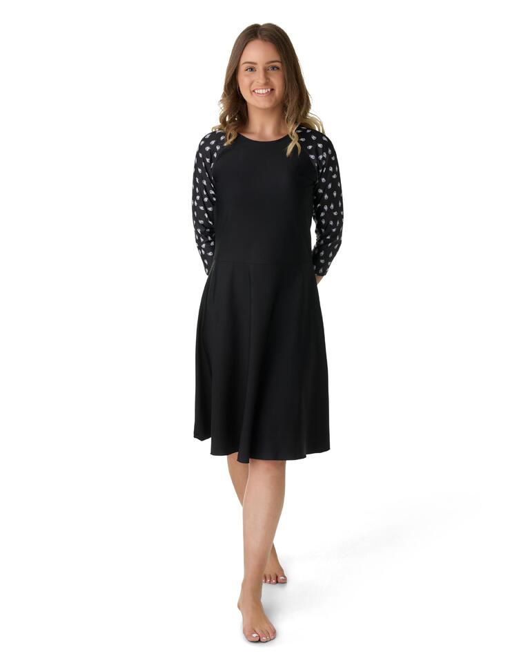Palm print swim dress bundled with matching swim shorts