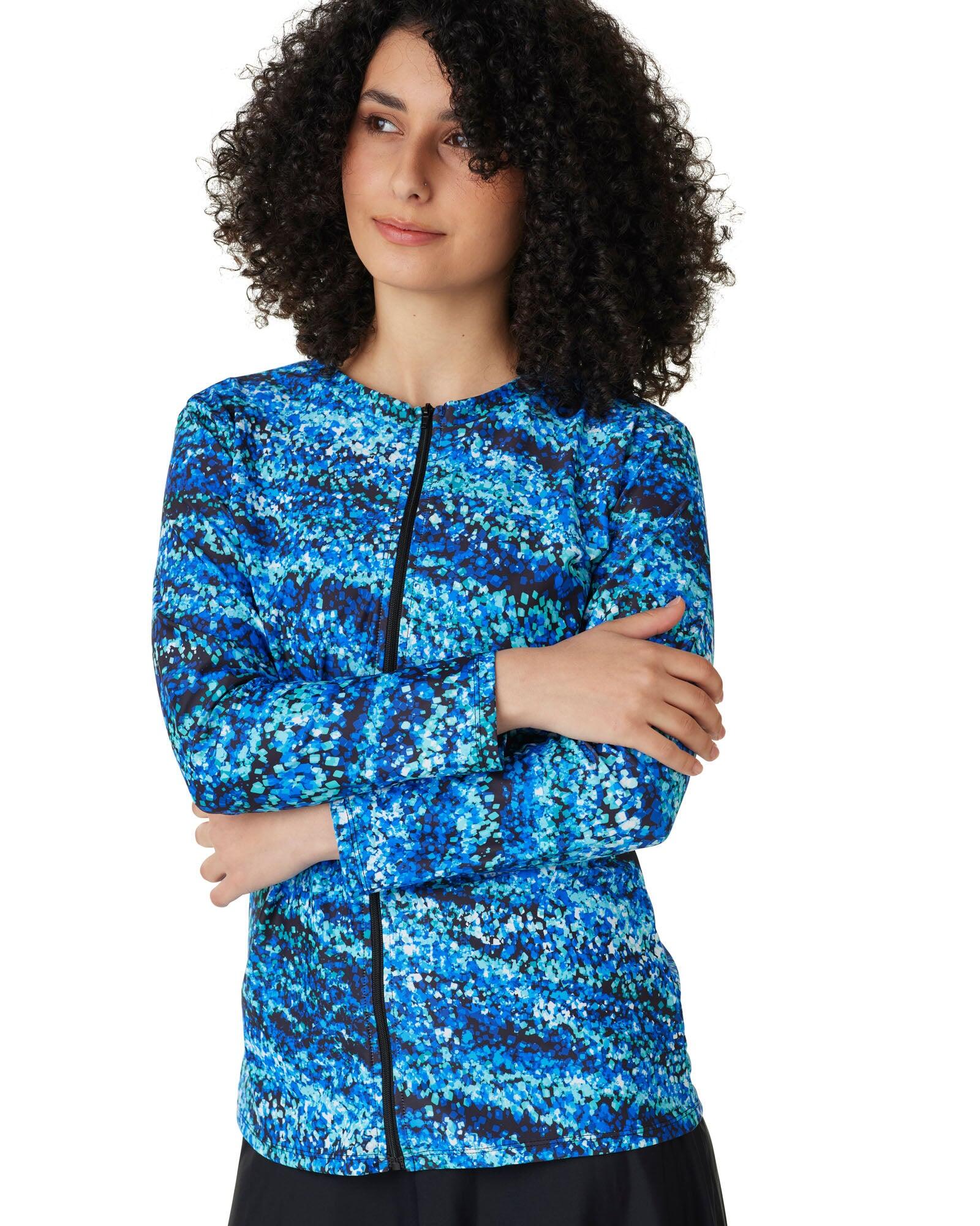 Splash Zip Thru 3/4 Swim Top - top and skirt with legging attached