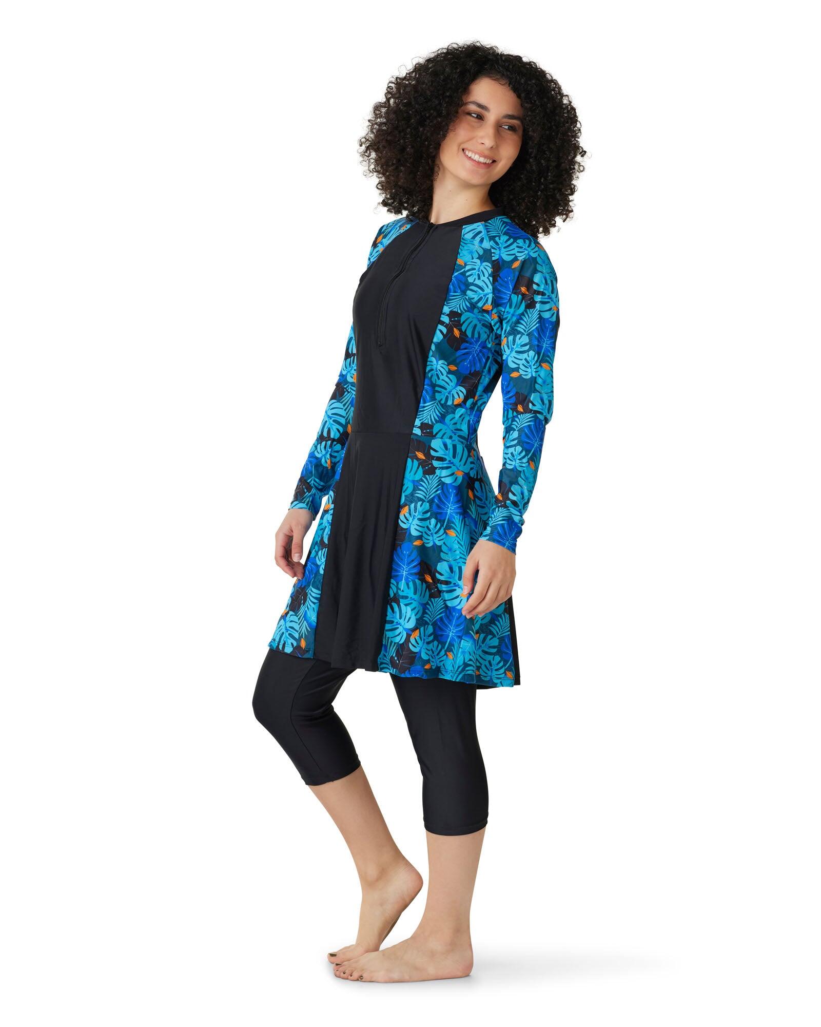 Ocean Breeze Zip Swim Dress SPF50+dress and 3/4 legging