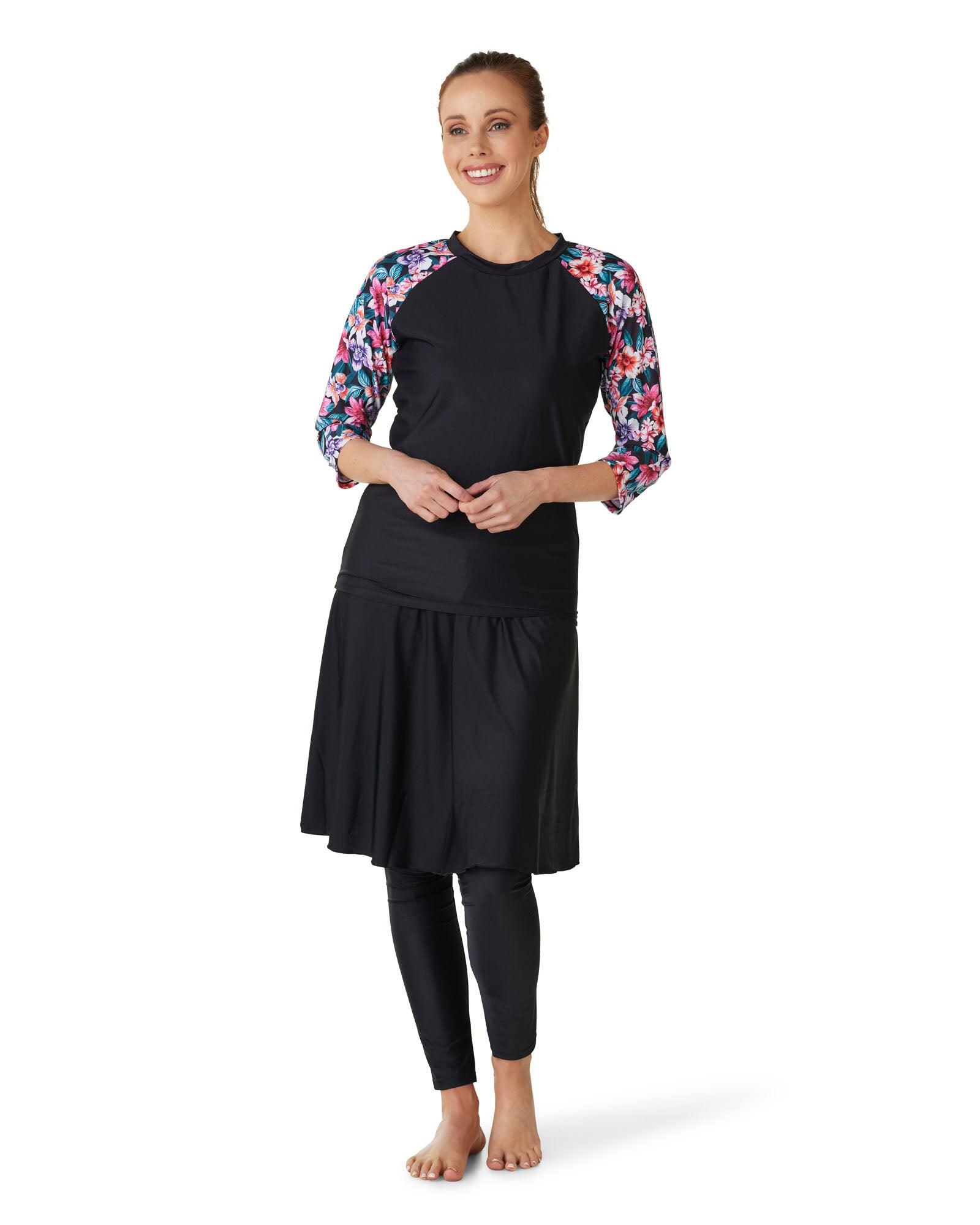 Relaxed Fit Blush 3/4 Swim Top- top and skirt with legging attached