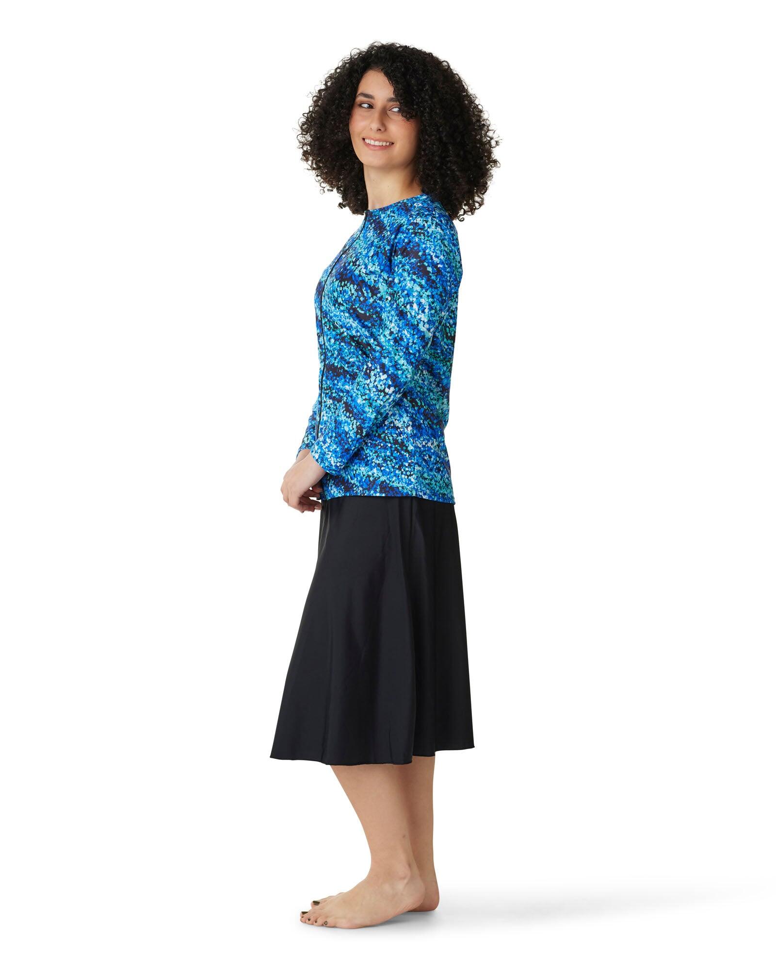 Splash Zip Thru 3/4 Swim Top - top and skirt