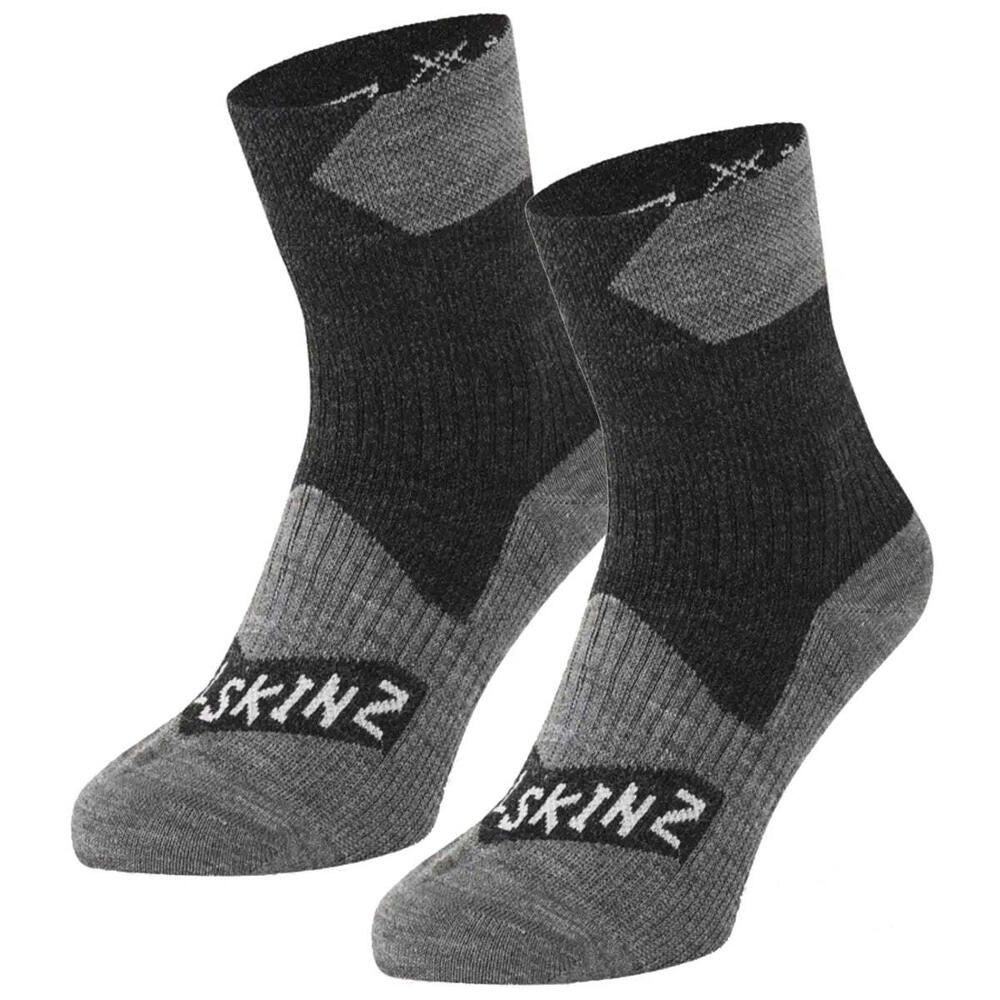 Sealskinz Waterproof All Weather Ankle Length Socks - Black / Grey Marl - X-Larg