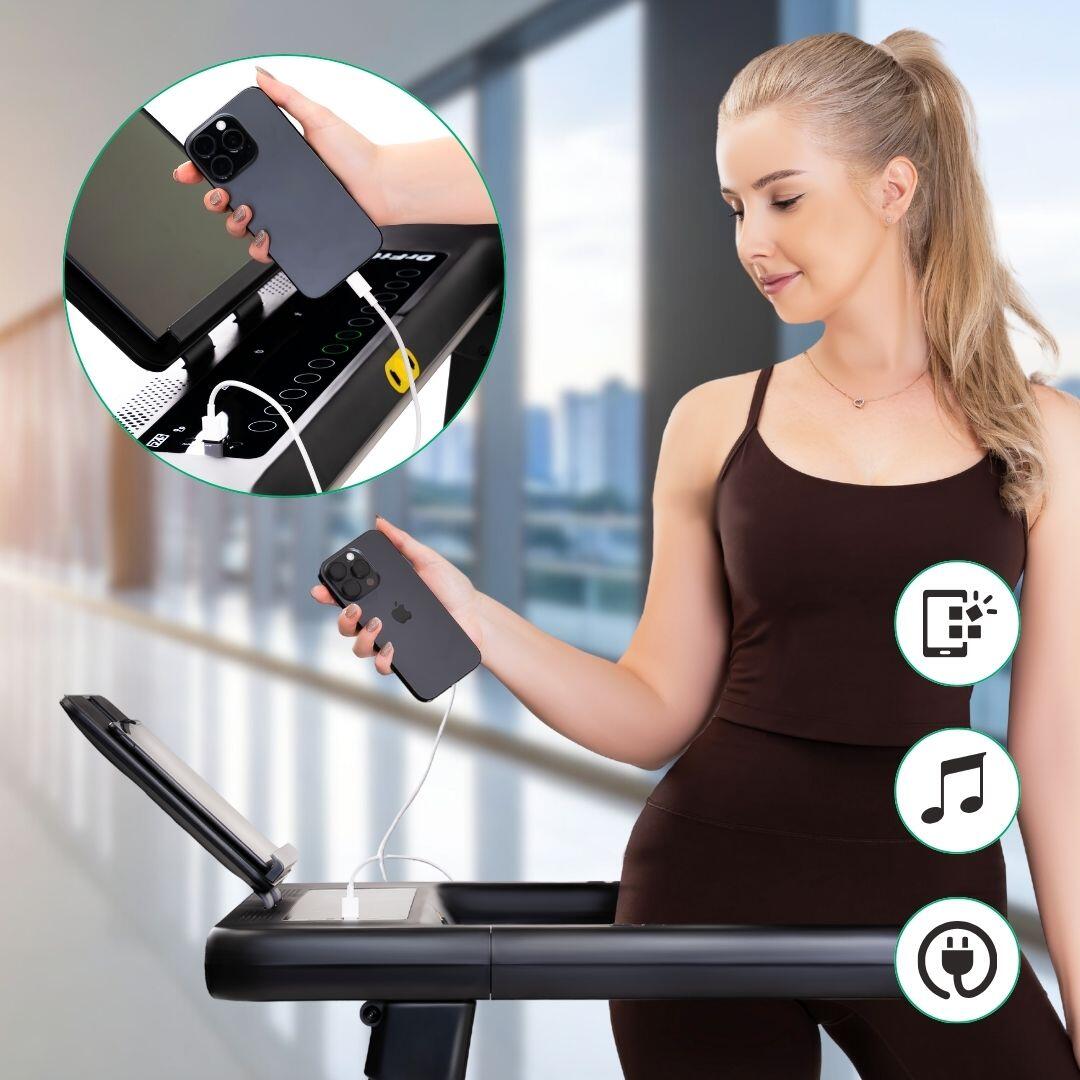 Bieżnia  elektryczna do biegania fitness składana nachylenie 25° FX5 DrFit 3/9