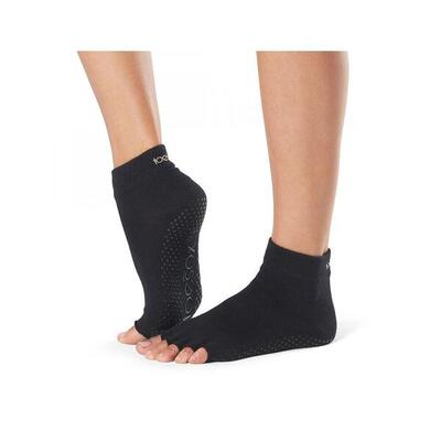 Toesox yoga half toe no-show grip teensokken - zwart - gripsokken