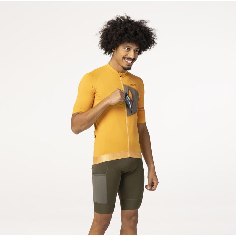 Tricou de ciclism Bărbați Gravel Venture elastic galben