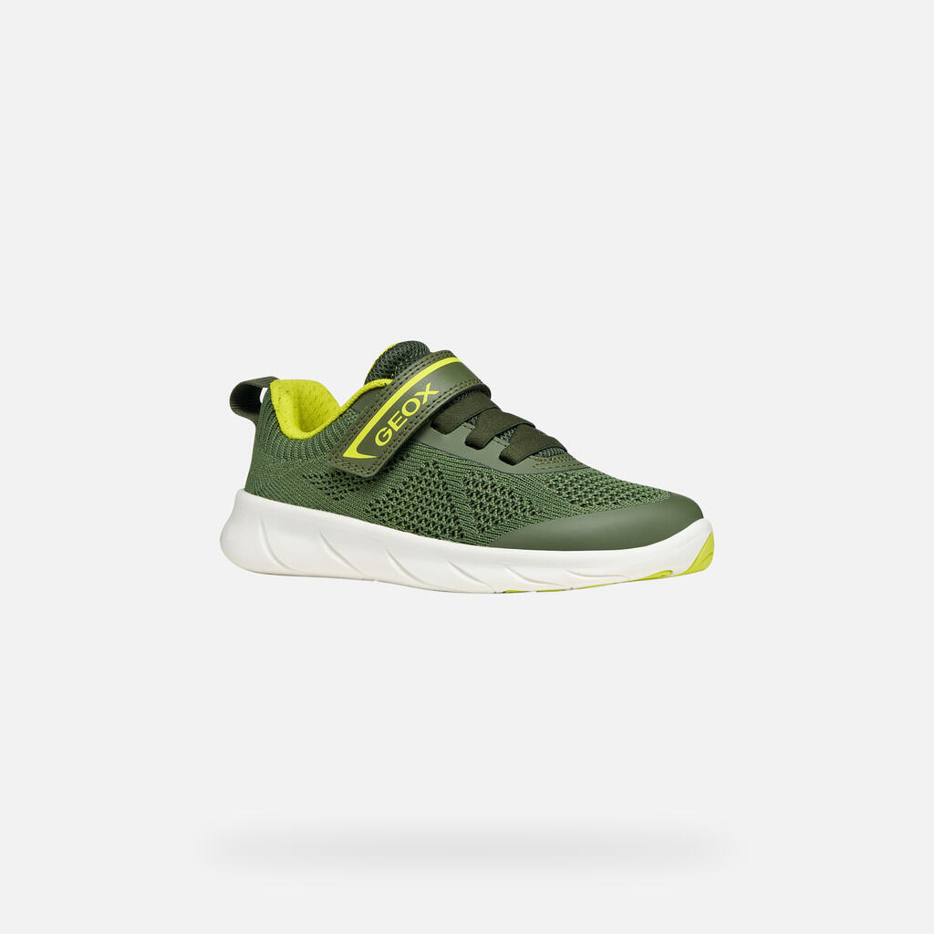 Baskets Garçon FOOT-RUN BOY Vert Militaire/Citron Vert 3/7