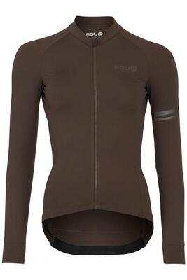 Solid fietsshirt lange mouwen performance ground coffee dames