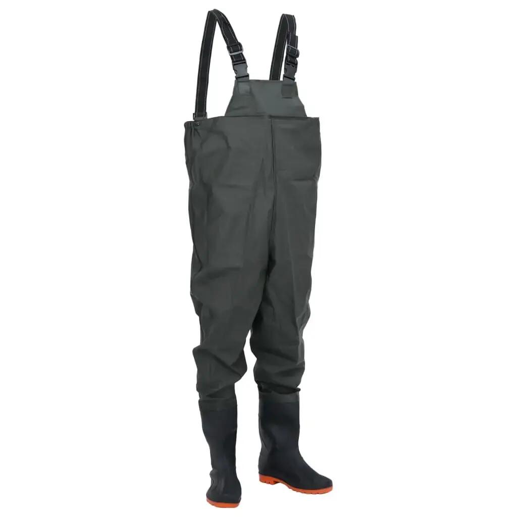 VidaXL Waders with Built-In Boots, Size 44 Dark Green.