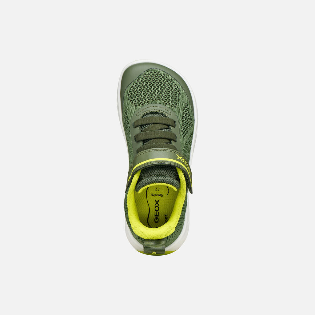 Baskets Garçon FOOT-RUN BOY Vert Militaire/Citron Vert 6/7