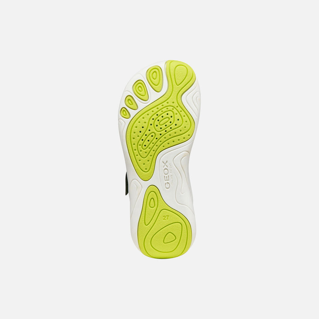 Baskets Garçon FOOT-RUN BOY Vert Militaire/Citron Vert 7/7
