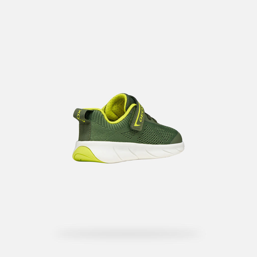 Baskets Garçon FOOT-RUN BOY Vert Militaire/Citron Vert 5/7