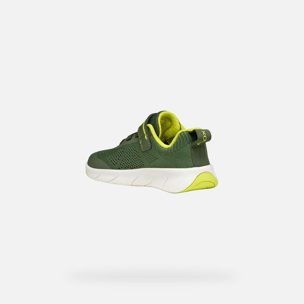 Baskets Garçon FOOT-RUN BOY Vert Militaire/Citron Vert 4/7