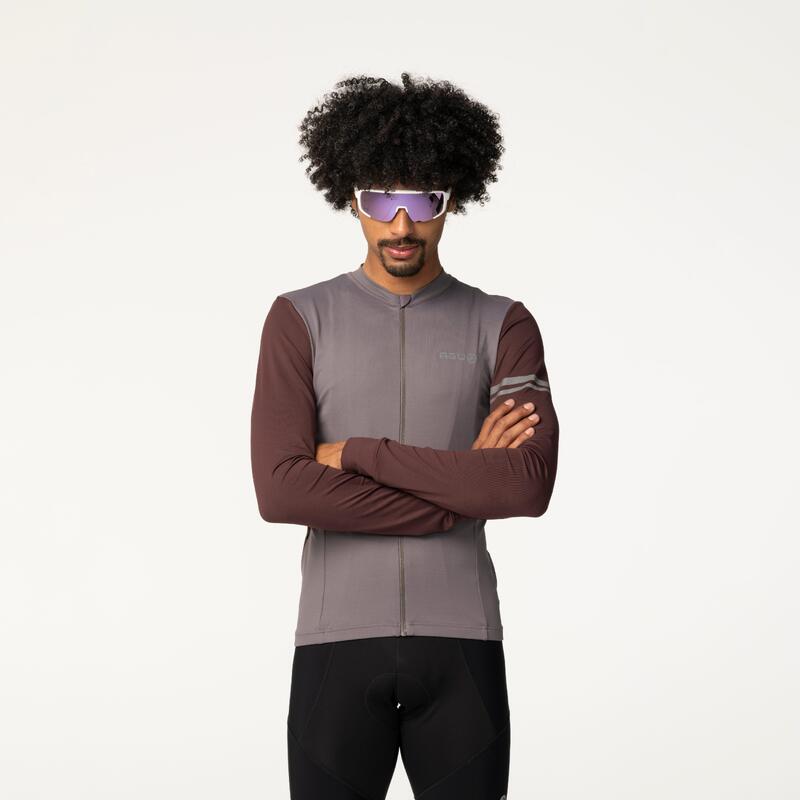 Tricou de ciclism cu mânecă lungă Bărbați Performance Colorblock Albastru